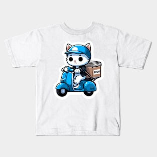 kitty on a scooter Kids T-Shirt